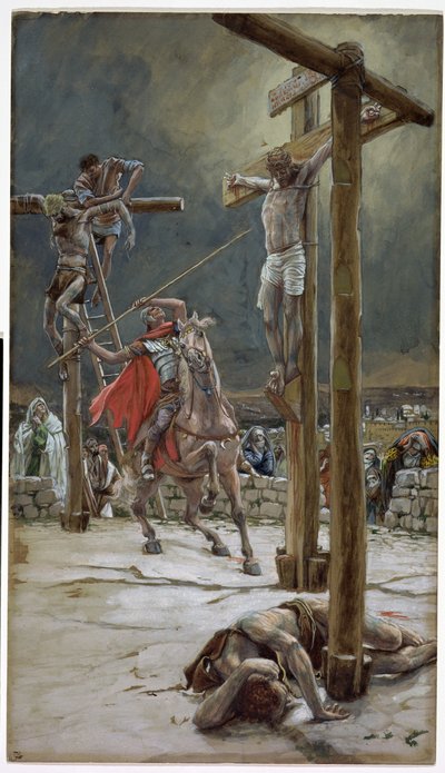 Az egyik katona, akinek lándzsája átszúrta az oldalát, illusztráció a Krisztus életéhez, 1886-94 körül (wc és gouache kartonon) alkotó: James Jacques Joseph Tissot