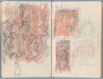 Oldalak a Vázlatok Urunk Jézus Krisztus életéhez című albumból, az 1880-as évek végén (grafit és mosás papíron) alkotó: James Jacques Joseph Tissot