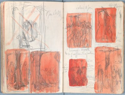 Oldalak a Vázlatok Urunk Jézus Krisztus életéhez című albumból, az 1880-as évek végén (grafit és mosás papíron) alkotó: James Jacques Joseph Tissot