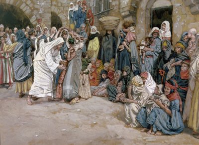 Engedjétek meg, hogy hozzám jöjjenek a kisgyermekek, illusztráció a Krisztus életéhez, 1886-96 körül (guache, kartonpapír) alkotó: James Jacques Joseph Tissot