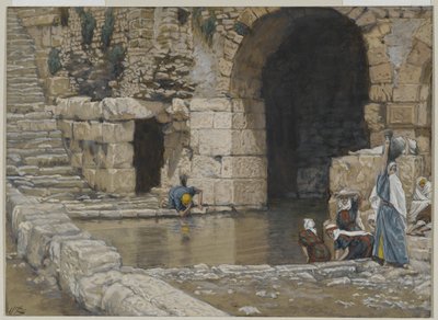 A vak ember mosakod a Siloám tavában, illusztráció: Urunk Jézus Krisztus élete, 1886-96 (wc grafit fölött, papíron) alkotó: James Jacques Joseph Tissot