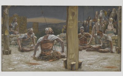 A Négy Őr leült, és nézte őt, illusztráció az Urunk Jézus Krisztus élete, 1886-94 (wc grafit felett, papíron) című könyvéből alkotó: James Jacques Joseph Tissot