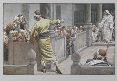 A meggyógyult vak ember elmeséli történetét a zsidóknak, illusztráció: Urunk Jézus Krisztus élete, 1886-96 (wc grafit fölött, papíron) alkotó: James Jacques Joseph Tissot