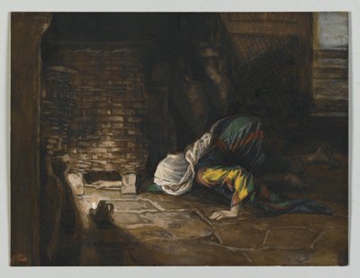 Az elveszett drachma, illusztráció a mi Urunk Jézus Krisztus életéből (wc grafit fölött papíron) (wc grafit fölött papíron) alkotó: James Jacques Joseph Tissot