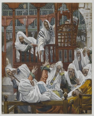 A megszállott ember a zsinagógában, illusztráció a mi Urunk Jézus Krisztus életéből (wc grafit fölött, papíron) alkotó: James Jacques Joseph Tissot