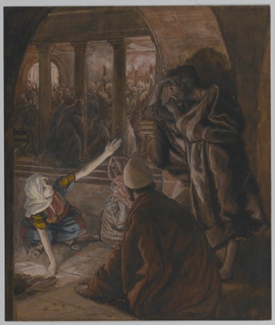 Szent Péter harmadik tagadása – Jézus szemrehányó pillantása, illusztráció az Urunk, Jézus Krisztus élete című könyvből, 1886-94 (wc grafit fölött, papíron) alkotó: James Jacques Joseph Tissot