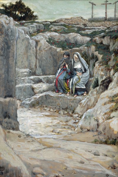 The Two Marys Watch the Tomb, illusztráció: Krisztus élete, 1886-94 (wc és gouache kartonon) alkotó: James Jacques Joseph Tissot