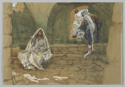 Szamáriai asszony a kútnál, illusztráció a mi Urunk Jézus Krisztus életéből (wc grafit fölött, papíron) alkotó: James Jacques Joseph Tissot
