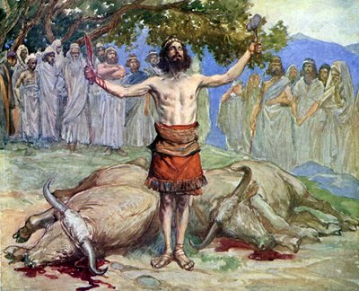 Saul feláldozza az ökröket J James Tissot - Biblia alkotó: James Jacques Joseph after Tissot