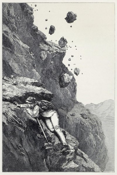 Cannonade a Matterhornon, a Scrambles-ből az Alpok között 1860-69 között, kocsma. 1871 (metszet) alkotó: James Mahoney