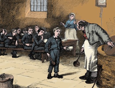 Jelenet az Oliver Twistből, Charles Dickenstől, 1836 alkotó: James Mahoney