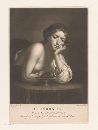 Zsigmonda Guiscardo szívével Ghismonda (cím a tárgyon) alkotó: James McArdell