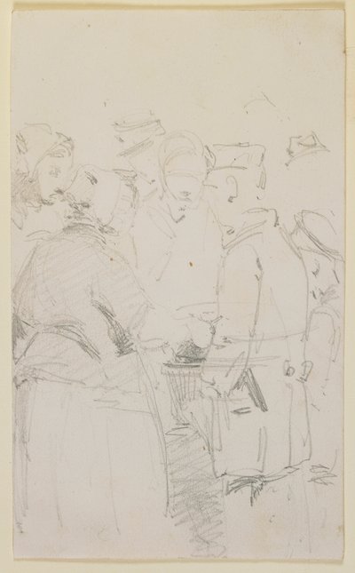 Egy csoport figurát egy brazier körül alkotó: James Abbott McNeill Whistler