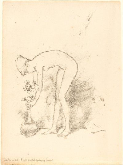 Egy meztelen modell virágokat rendez alkotó: James Abbott McNeill Whistler