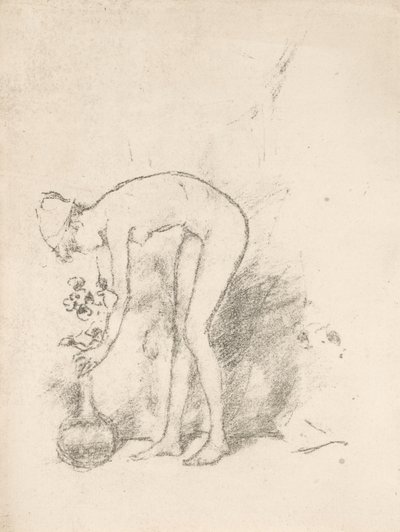 Egy meztelen modell virágokat rendez alkotó: James Abbott McNeill Whistler