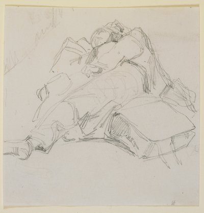 Egy férfi alszik egy halom poggyászon alkotó: James Abbott McNeill Whistler