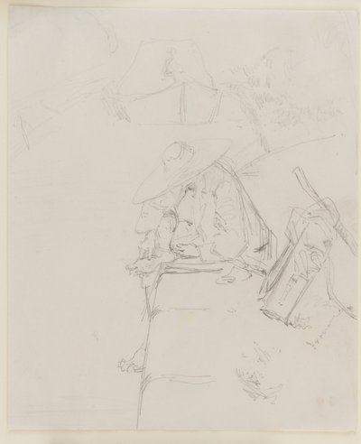 Egy férfi ül a fal szélén alkotó: James Abbott McNeill Whistler