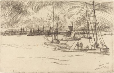 Amszterdam a Tolhuistól alkotó: James Abbott McNeill Whistler