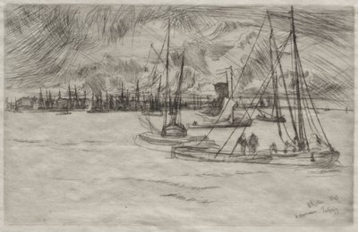 Amszterdam a Tolhuisból nézve alkotó: James McNeill Whistler
