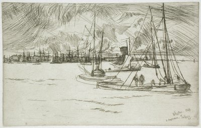 Amszterdam a Tolhuistól nézve alkotó: James McNeill Whistler