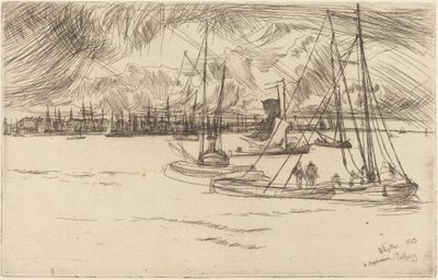 Amszterdam a Tolhuistól alkotó: James McNeill Whistler