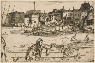 A Fekete Oroszlán rakpartja, a Temze-sorozatból (Tizenhat rézkarc a Temze-parti tájakról és egyéb témákról) alkotó: James McNeill Whistler