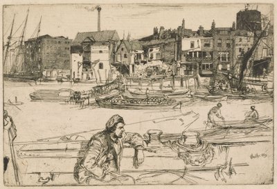 Black Lion Wharf, a Temze-sorozatból (Tizenhat rézkarcból álló sorozat a Temze jeleneteivel és más témákkal) alkotó: James McNeill Whistler