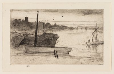 Chelsea híd és templom alkotó: James Abbott McNeill Whistler