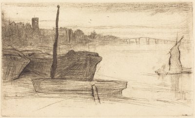 Chelsea híd és templom alkotó: James McNeill Whistler