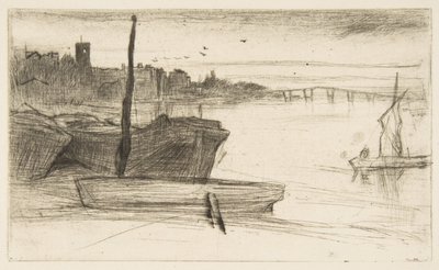 Chelsea híd és templom alkotó: James McNeill Whistler