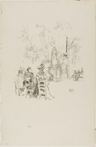 Beszélgetés a szobor alatt, Luxembourg Gardens alkotó: James Abbott McNeill Whistler