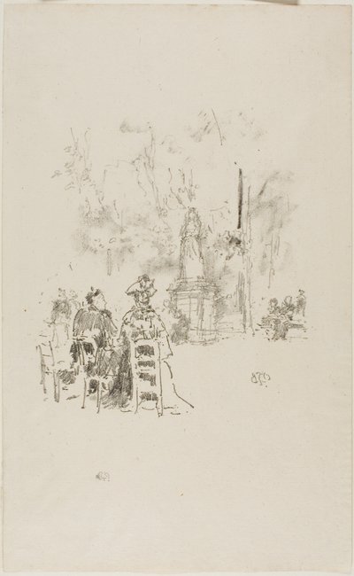 Beszélgetés a szobor alatt, Luxembourg Gardens alkotó: James Abbott McNeill Whistler