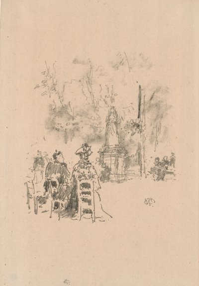 Beszélgetés a szobor alatt, Luxembourg Gardens alkotó: James Abbott McNeill Whistler