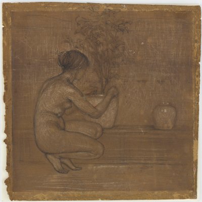 Guggoló ábra. Tanulmány a <em>The White Symphony: Three Girls</em>hez alkotó: James Abbott McNeill Whistler
