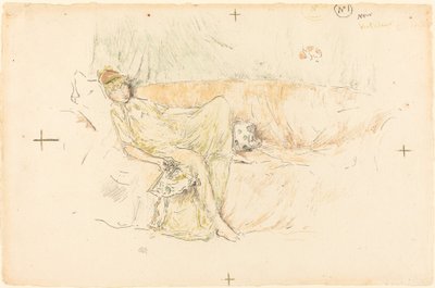 Drapált figura, fekvő alkotó: James Abbott McNeill Whistler