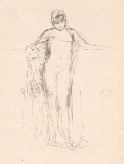 Drapált modell, álló alkotó: James McNeill Whistler