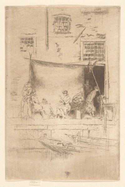 Gyümölcsbódé, a második velencei készletből (huszonhat rézkarc készlet) alkotó: James Abbott McNeill Whistler