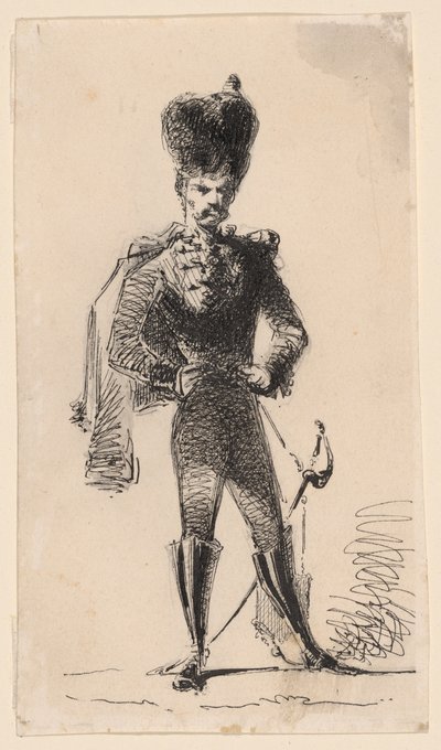 Huszár (recto) Férfi cilinderrel és bekötözött fejjel (fordítva) alkotó: James Abbott McNeill Whistler