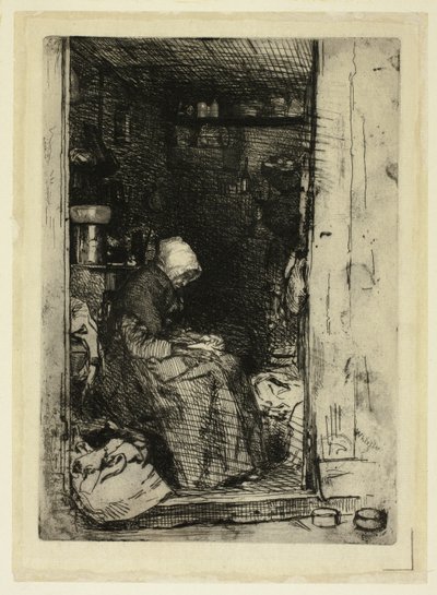 La Vieille aux Loques (Az öregasszony rongyokkal) alkotó: James Abbott McNeill Whistler