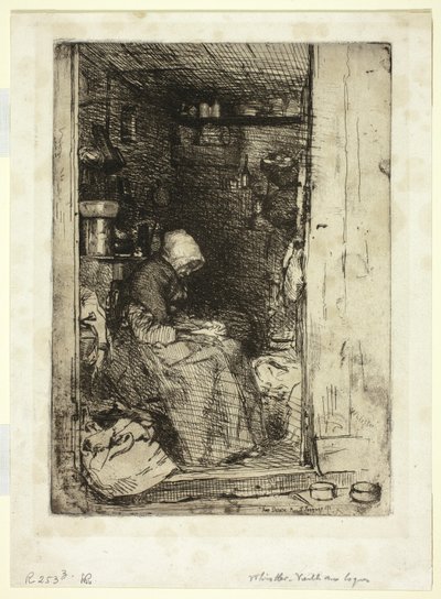 La Vieille aux Loques (Az öregasszony rongyokkal) alkotó: James Abbott McNeill Whistler