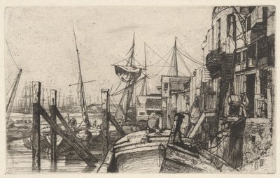 Limehouse, a Temze-sorozatból (Tizenhat rézkarcból álló sorozat Temze-parti jelenetekkel és más témákkal) alkotó: James McNeill Whistler