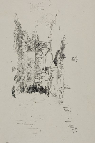 Kis udvar, posztóvásár alkotó: James Abbott McNeill Whistler