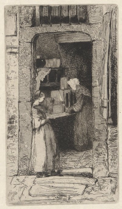 Mustárasszony, a természetből származó tizenkét rézkarc egyike alkotó: James Abbott McNeill Whistler