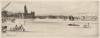 Régi Westminster híd, a Temze díszletéből (Tizenhat rézkarc sorozat a Temzéről és más témákról) alkotó: James Abbott McNeill Whistler