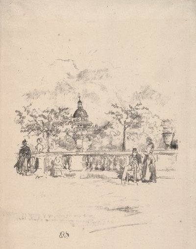A Pantheon a Luxemburgi kert teraszáról nézve alkotó: James McNeill Whistler