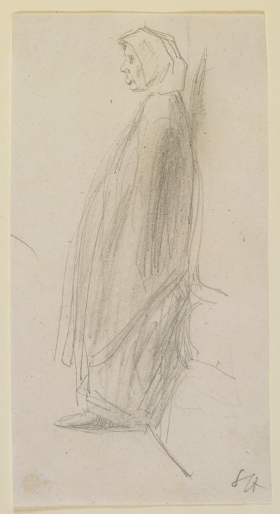 Profilvázlat egy álló öregasszonyról alkotó: James Abbott McNeill Whistler
