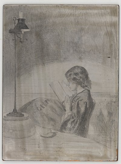 Olvasás lámpafénynél alkotó: James Abbott McNeill Whistler