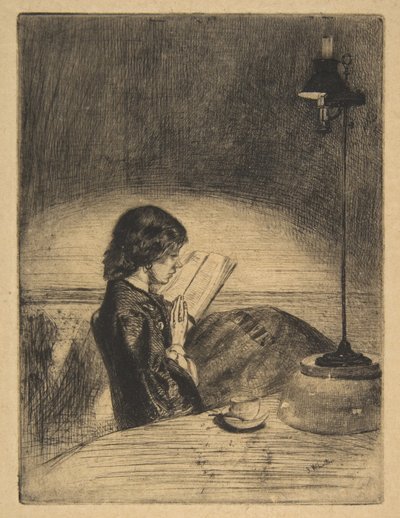 Olvasás lámpafénynél alkotó: James McNeill Whistler