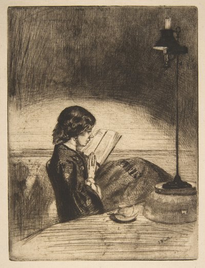 Olvasás lámpafénynél alkotó: James McNeill Whistler
