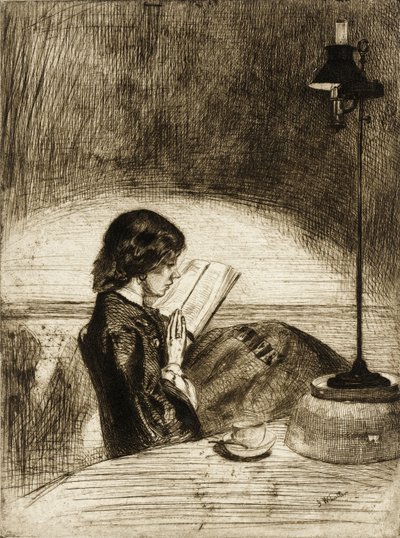 Olvasás lámpafénynél alkotó: James McNeill Whistler